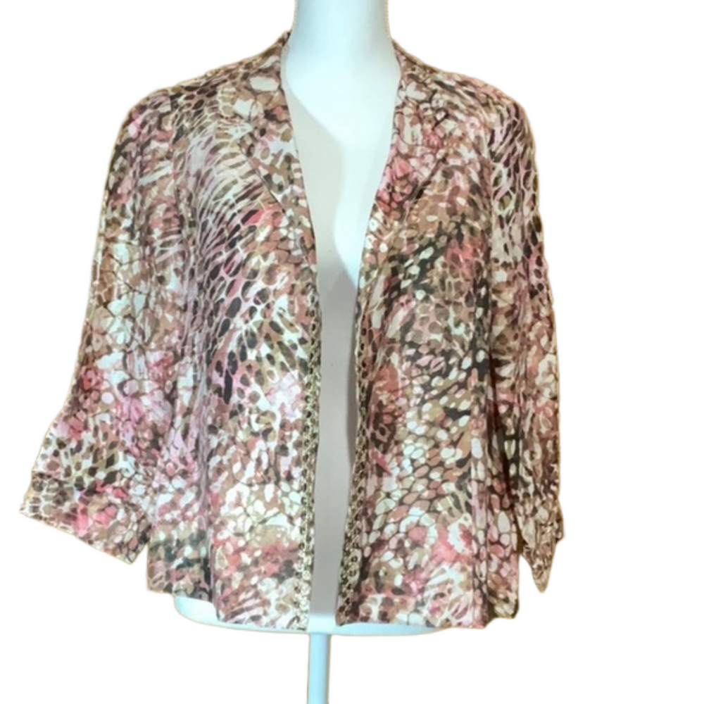 Chico”s Abstract Print Jacket w/ Beading - EUC